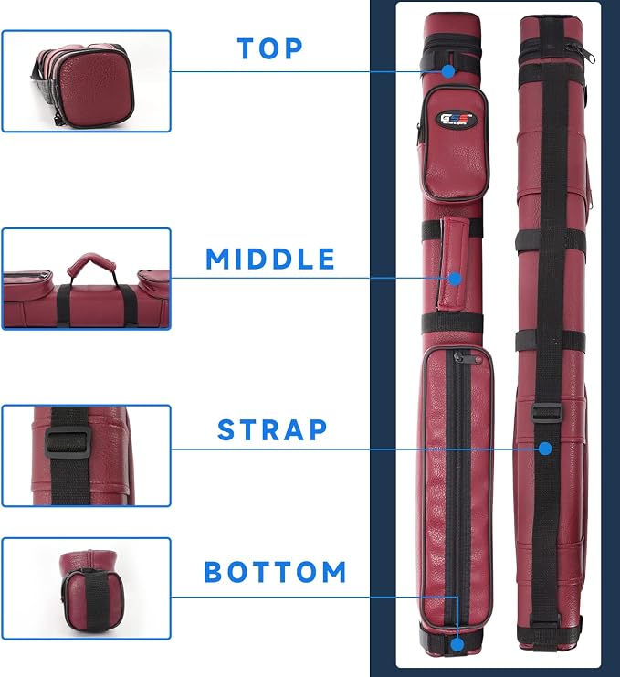 GSE Games & Sports Expert 2x2 Deluxe Hard Billiard Pool Cue Stick Carrying Case, Billiard Cue Case, Billiards Accessories (Several Colors Available)