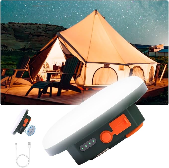 Ultra-Bright Rechargeable LED Camping Lantern,Portable Hanging Tent Light with USB C Charging, IPX5 Waterproof, Magnetic Base & Hook for Camping, Glamping, Backyard & Emergency