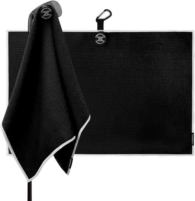 Magnetic Golf Towel with Cleaning Pocket, 24"x16" Ultra-Absorbent Waffle Microfiber Golf Towel with Magnet & Clip for Golf Bag, Carts and Clubs, Golf Accessories Gift for Men Women Golfers