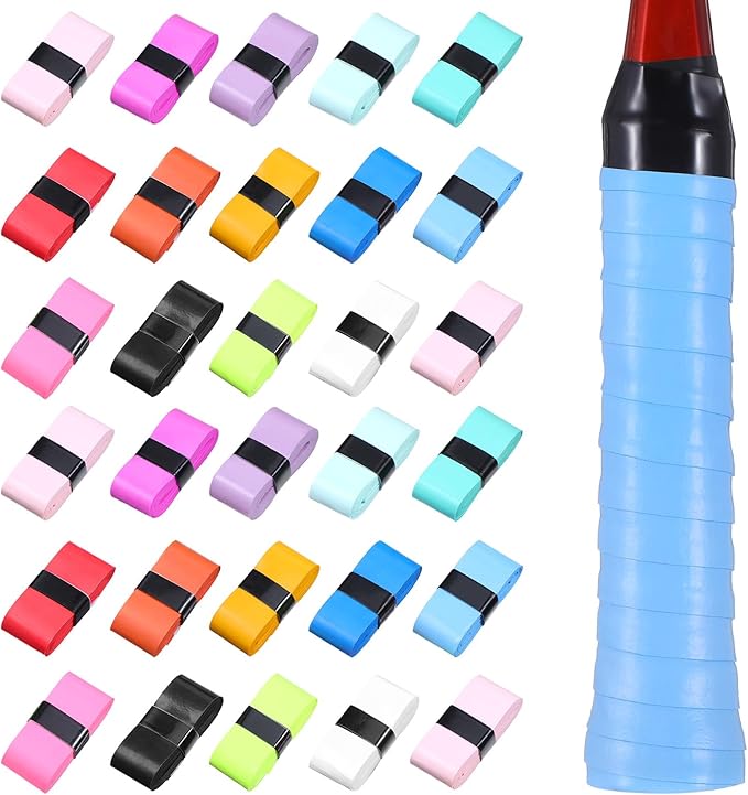 100 PCS Tennis Badminton Racket Overgrips Multi Colors Rackets Overgrip Bulk, Soft Tennis Racket Grip Tape, Anti-Slip Absorbent Grip Tape for Pickleball Racquets, Bike Handlebar, Fishing Rod
