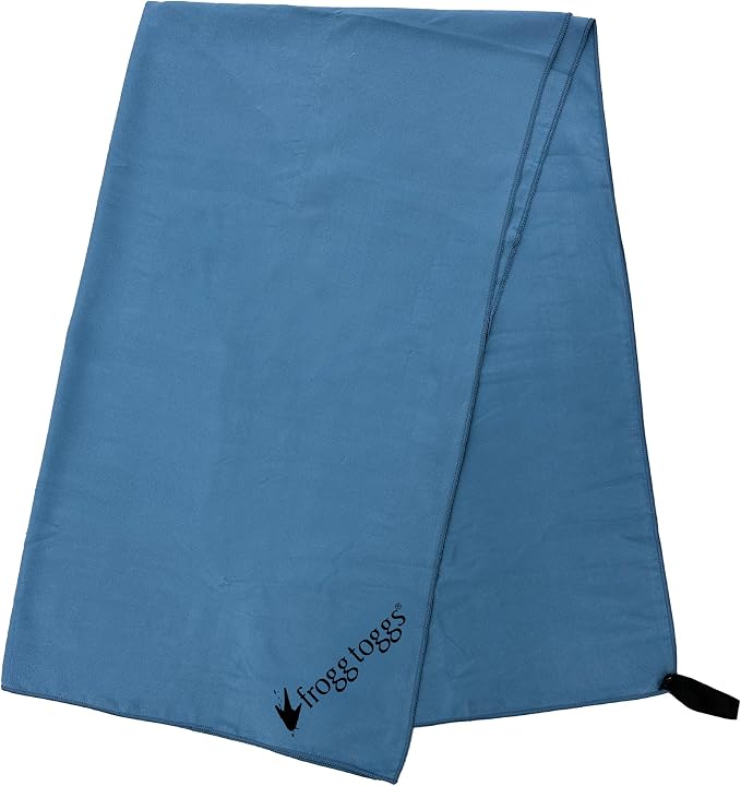 FROGG TOGGS Beach-Camp Microfiber Cooling Drying Towel with Mesh Storage Bag, Machine Washable, Spring Lake, 35”x 62”
