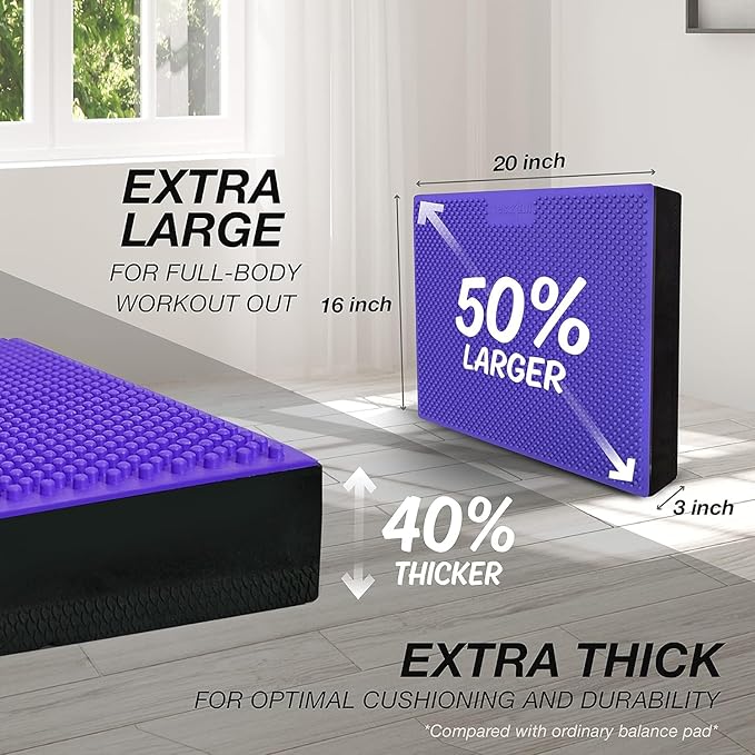 Yes4All Balance Pad, Nonslip TPE Foam Balance Pad with Upgraded Sizes - L, XL, XXL Balance Mat for Fitness, Yoga & Stability Training - Multicolor Options