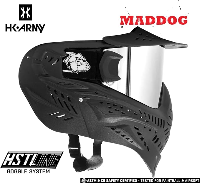 Maddog HK Army HSTL Paintball Airsoft Mask Goggle System | Replaceable Thermal Dual-Pane Anti Fog Lens | Adjustable Full-Face Safety Certified Protection