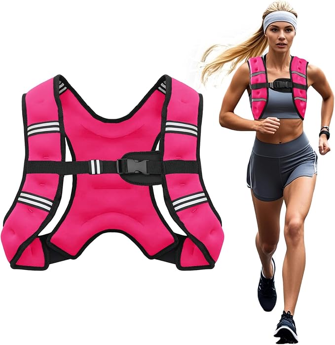 Poudee Weighted Vest, 6lb/8lb/10lb/12lb/16lb/20lb/25lb/30lb Weight Vest for Men Women, Body Weight Vests Adjustable with Reflective Stripe for Strength Training, Running, Workout, Jogging, Walking