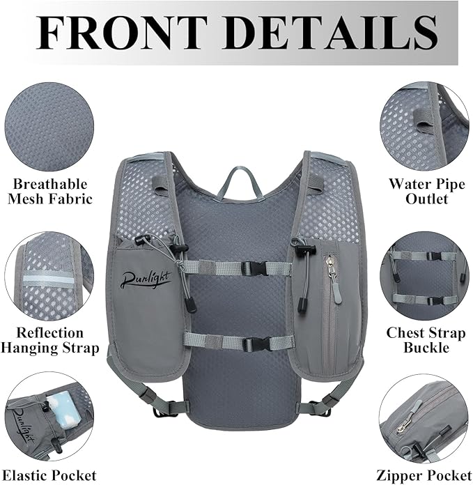 Runlight Running Vest for Women Men Lightweight Hydration Backpack Pack with 1.5L Water Bladder Bag Hydro Daypack for Hiking,Trail,Skiing,Camping,Cycling,Race,Marathon