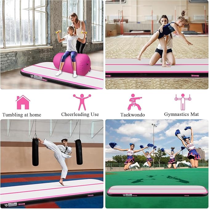 Estgora Gymnastics Mat for Tumbling Tumble Track, Thick Inflatable Gymnastic Training Equipment For kids At Home Gym Cheerleading with Electric Pump