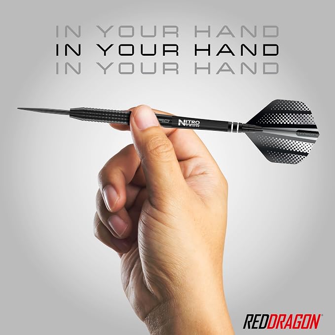 RED DRAGON Razor Edge Black Professional Darts Set - 85% Tungsten Darts with Flights & Shafts - Available in Soft Tip 18g Barrel/20g Full Weight and Steel Tip 20g - 28g