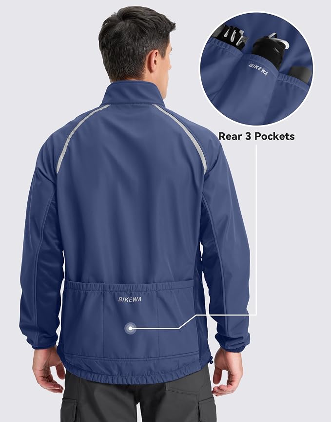 Bikewa Men's Winter Cycling Jackets Thermal Warm Water Resistant Bike Running Windproof Jacket