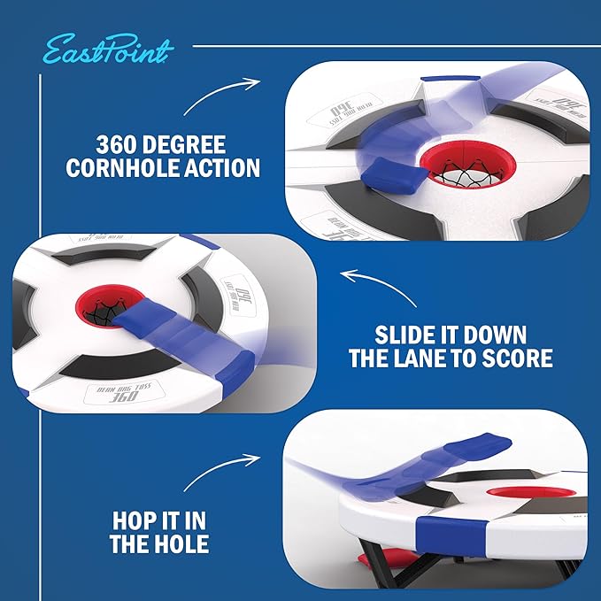 EastPoint Bean Bag Knockout Cornhole Board Set - Pack of 1 Board & 16 Bags - 360 Degree Cornhole Action for Backyard Games - Weatherproof Play for Outdoor Games