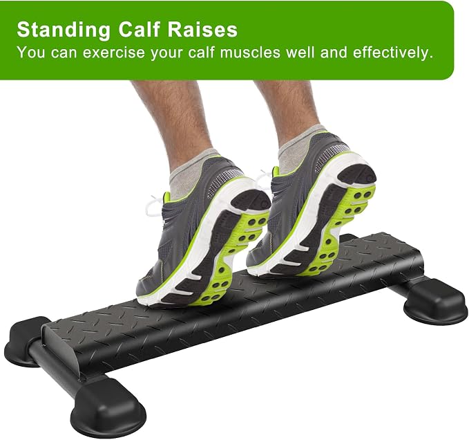 Steel Calf Raise Bar with Wider Anti-Slip Calf Raise Block, Rounded Edge Standing Calf Raise Machine for Calf Workout, Squat & Foot Stretch, 800 lbs Capacity