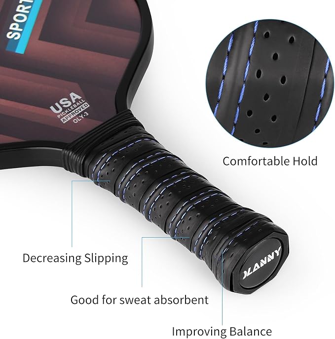 OLANNY Graphite Pickleball Paddles Set- Premium Rackets Fiber Face & Polymer Honeycomb Core Pickleball Set Includes Pickleball Paddles + Pickleball Balls+ Replacement Soft Grip + 1 Bag