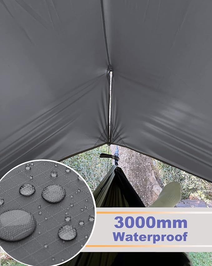 Sunyear Camping Hammock with Net and Hammock Tent Rain Fly Bundle - Perfect for Hiking, Backpacking, Outdoor Sleeping and Camping Survival
