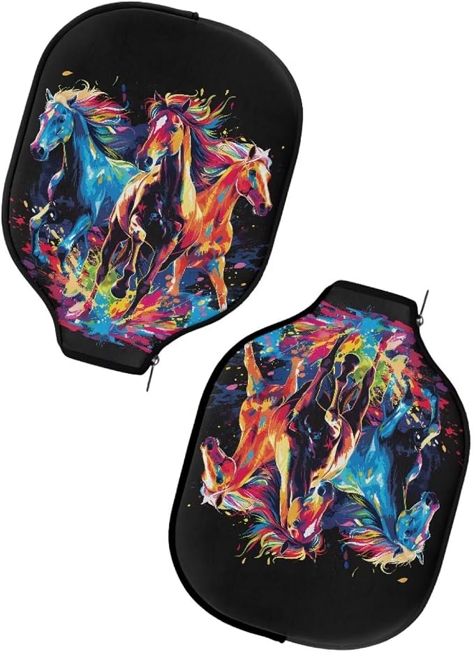 Horse Neoprene Pickleball Paddle Cover Lightweight Pickle Ball Racket Case 1 Pieces Stylish Pickleball Racket Sleeve with Zipper Design Pickleball Covers for Paddles Universal Size Case