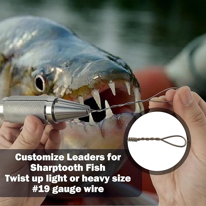 Eupheng Anti-Slip Stainless Steel Twist Fishing Tool, Mini (0.014"-0.032") & Large (up to #19 Gauge) Sizes Single Strand Haywire Twist Tool for Fishing Wire Leader Rig Making