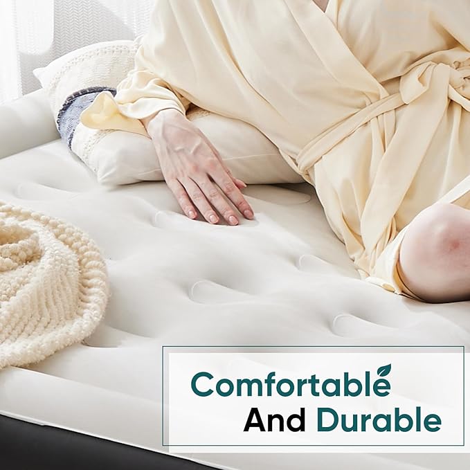 18" Portable Queen Air Mattress with Built-in Pump, Quiet Inflatable Guest Bed for Home Use, Supports Up to 660 lbs, Durable Inflatable Mattress, 79.93" L x59.85 W x17.72 H