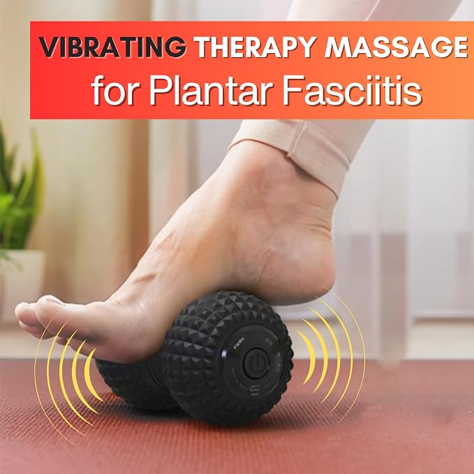 ZeenKind Vibrating Peanut Massage Ball Plantar Fasciitis Muscle Pain Relief | Portable Foot Roller Massager for Deep Tissue Therapy Muscle Pain Myofascial Release, 4 Vibration Speed