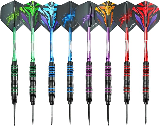 WINSDART Darts Metal Tip Set Professional Metal Darts for Dartboard Steel Tip Darts with Nonslip Iron Barrel Aluminum Dart Shafts,Extra Flights,Dart Sharpener,Gift Box