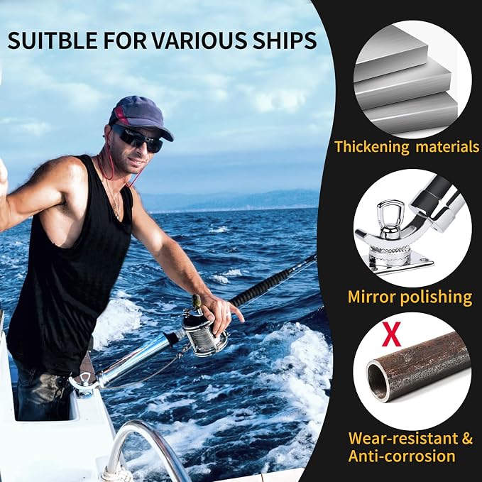 2Pcs Fishing Rod Holder, 360 Adjustable Rod Outrigger, 316 Stainless Steel Fishing Pole Support for Marine Boat Yacht
