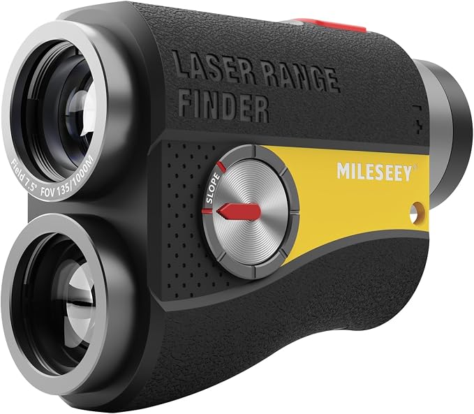 MilESEEY PFS2 Golf Rangefinder with Slope, 1100 Yds Range Finders, ±0.5 Yard Accuracy Laser Rangefinders for Golfing, 450 Yds Flag Pole Locking Vibration, Range Finder Golf Gifts for Men