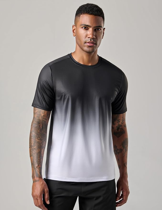 5 Pack Men’s Active Quick Dry Crew Neck T Shirts | Athletic Running Gym Workout Short Sleeve Tee Tops Bulk