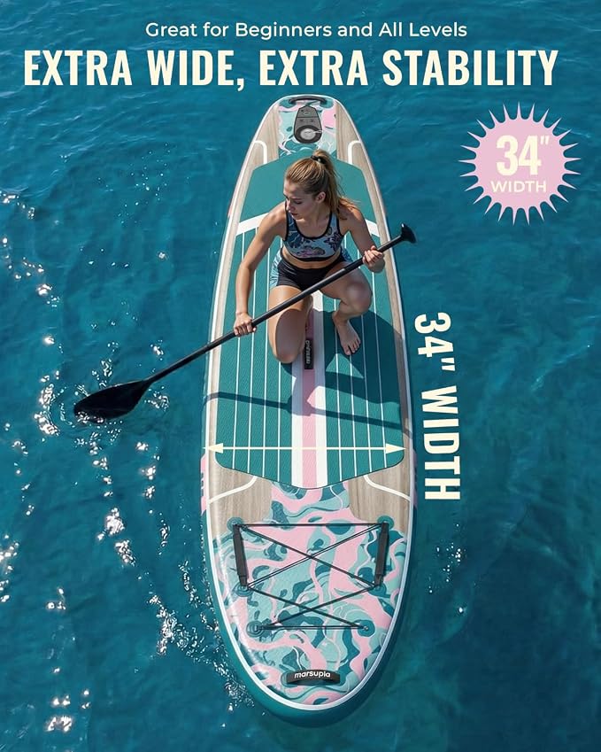 11ft Inflatable Stand Up Paddle Board, Wood Grain Ultra Lightweight SUP, 430lb Capacity for Adults Youth Family, for Fishing Surfing Camping, Includes Backpack & Pump