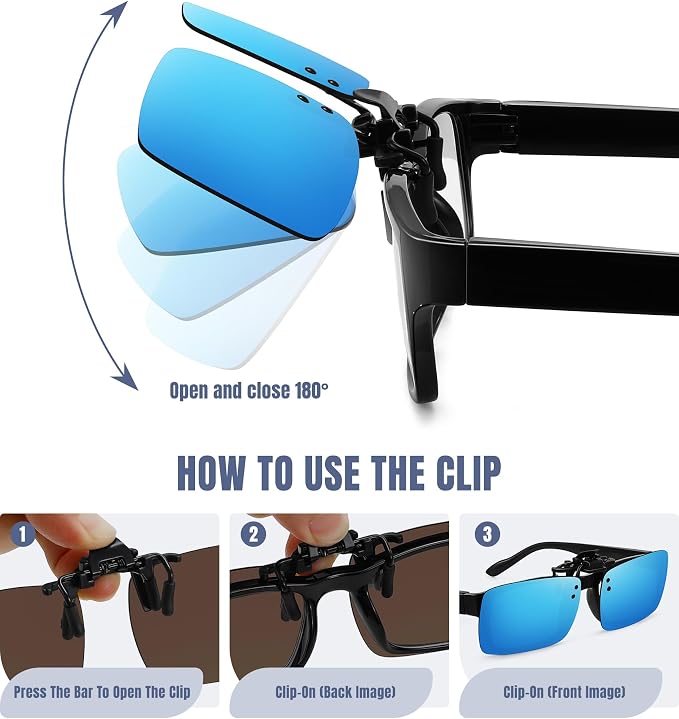 STORYCOAST Clip On Sunglasses for Men Women Polarized Fit Over Prescription Glasses Sports Fishing Driving