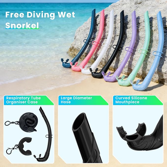Snorkeling Gear for Adults, Snorkel Set Adult, Scuba Diving Mask, Panoramic View Anti-Leak Anti-Fog Dive Swimming Goggles Tempered Glass Panoramic Wide View Travel Portable Foldable
