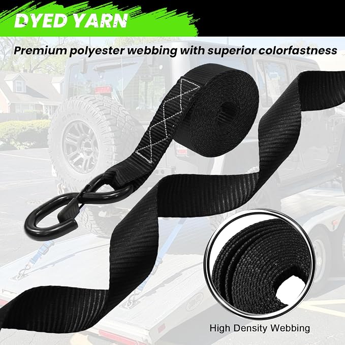Ratchet Straps Heavy Duty 4 Pack -1.5 Inch x 15 Feet (5,208LB Break Strength)- Motorcycle Tie Down Straps -1.5xThickened Wear-Resistant Ratchet Tie Down Set for Powersports, Motorcycle or Moving Cargo