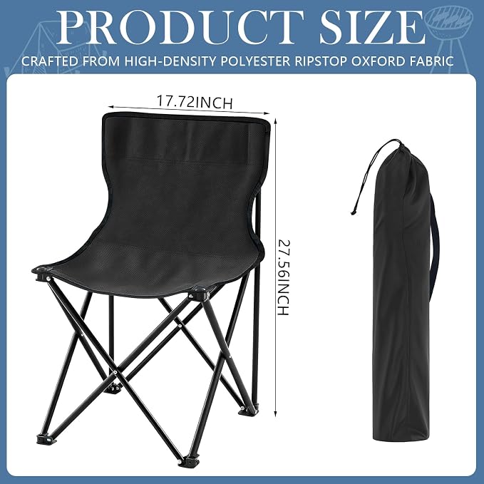 Cinnvoice 1 Pcs Portable Sauna Chair Fast Folding, Lightweight Compact Chairs with Carrying Bag for Outdoor Travel Beach Picnic Festival Camping Fishing Hiking Backpacking (Black)