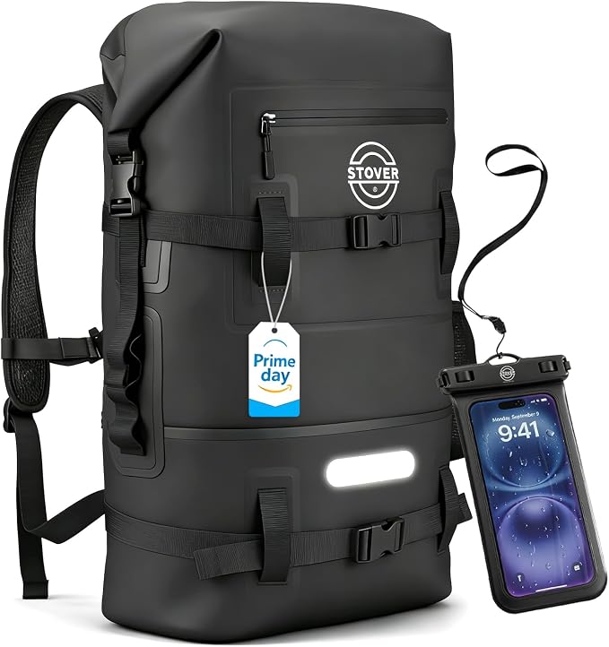 STOVER 5/10/25/30/40/55L Waterproof Dry Bag- Roll-Top Backpack w/Phone Case- Kayaking, Hiking, Camping, Boating- Men/Women