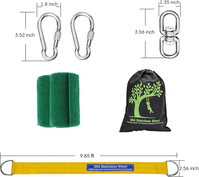 Safe Tree Swing Straps Hanging Kit with Two Alloy Carabiners 2,200lb Breaking Strength Easy and Fast Installation Swings or Hammocks (10ft-Single)
