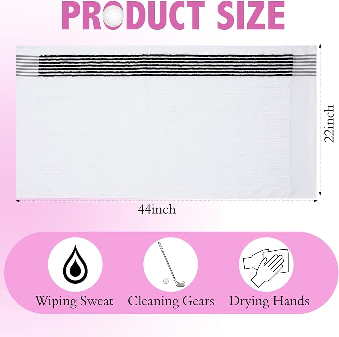 Buryeah Golf Towel 22 x 44 Inch Cotton Golf Caddy Towel Camping Large for Caddies Golfers Tour Players Club with Stripe