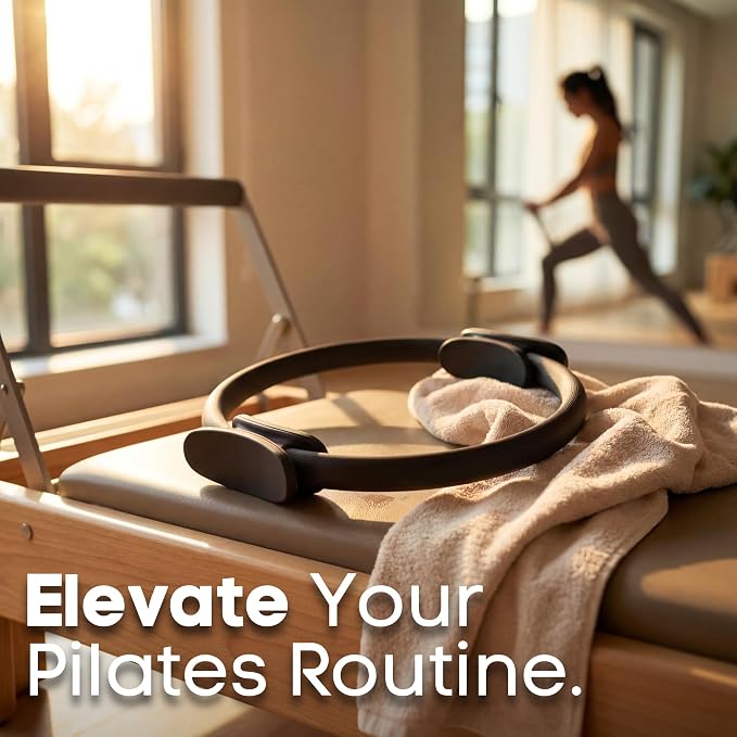 Pilates Ring 14 Inch – Fitness Circle for Core & Thigh Workout, Medium Resistance Exercise Ring with Non-Slip Handles, Pilates Ring for Home Gym & Full Body Toning