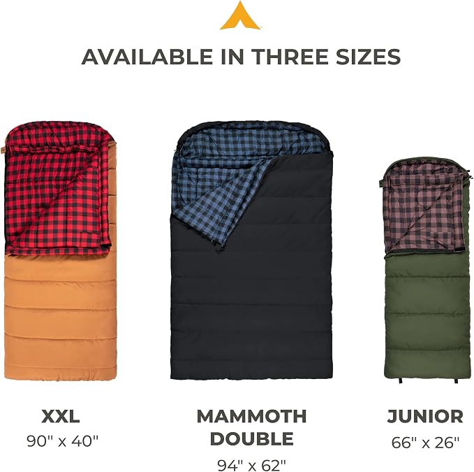 Teton Bridger Sleeping Bag, Warm and Comfortable Camping Sleeping Bag, Tough Canvas Shell for Camping, Hunting, and Cold Weather