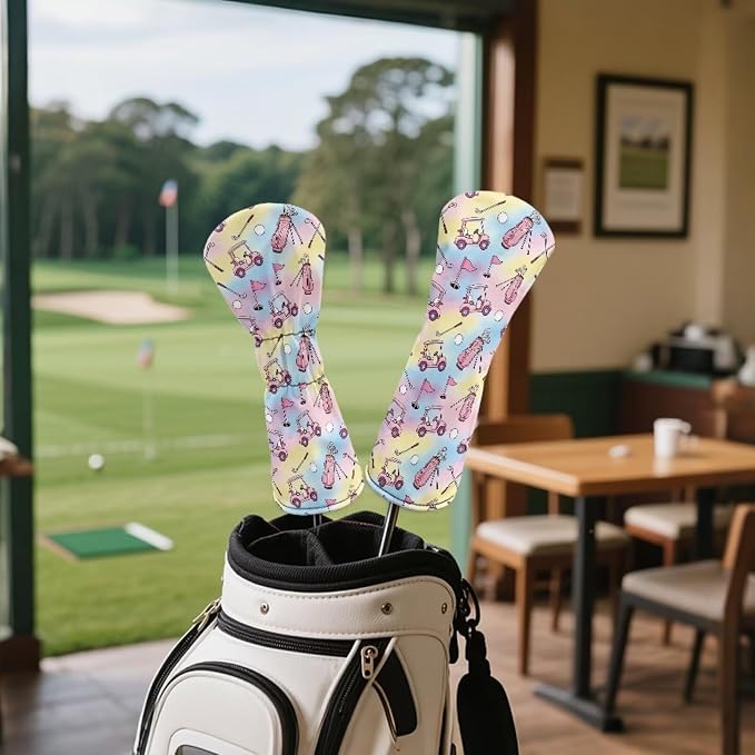 Rnyleeg Golf Club Head Covers for Women Driver Head Cover Leather Fairway Wood Headcover Hybrid Headcovers for Golf Clubs