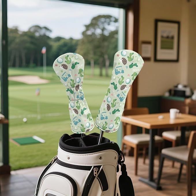Rnyleeg Golf Club Head Covers for Women Driver Head Cover Leather Fairway Wood Headcover Hybrid Headcovers for Golf Clubs