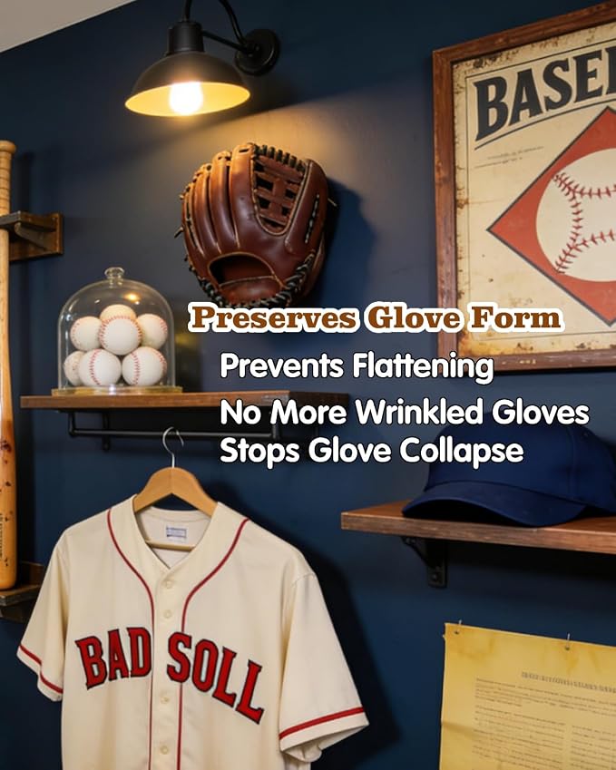 4 Pcs Baseball & Softball Glove Wall Mount Holder、Organizer 、Hanger、Stand、Frame, Keeps Glove Shape,Sports Decor Storage Display Rack for Bedroom、Living Room、Garage or Office, Great Gift for Players