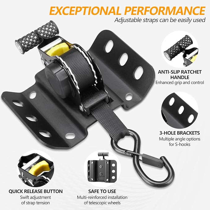 Hifybaty 2PCS Retractable Tie Down Straps for 2015-2025 Ford F150, Retractable Ratchet Straps 10 Ft Self Retracting Tie Down with Boxlink Plates Mounted Brackets Bed Mount Heavy Duty Bolt on