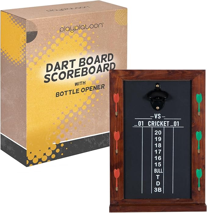 Play Platoon Dart Scoreboard & Darts Holder Wall Mount - Wood Score Board, Professional Darts Accessories, Dart Holder