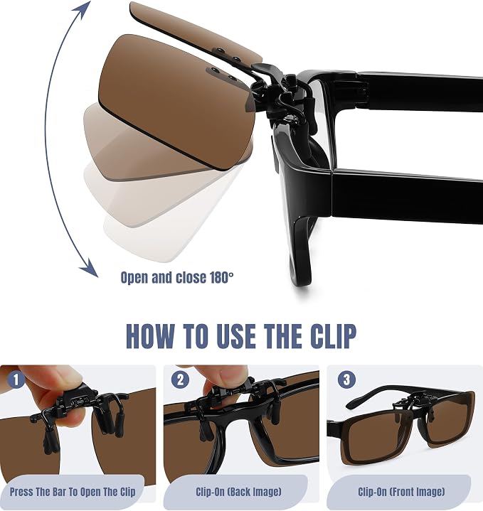 STORYCOAST Clip On Sunglasses for Men Women Polarized Fit Over Prescription Glasses Sports Fishing Driving