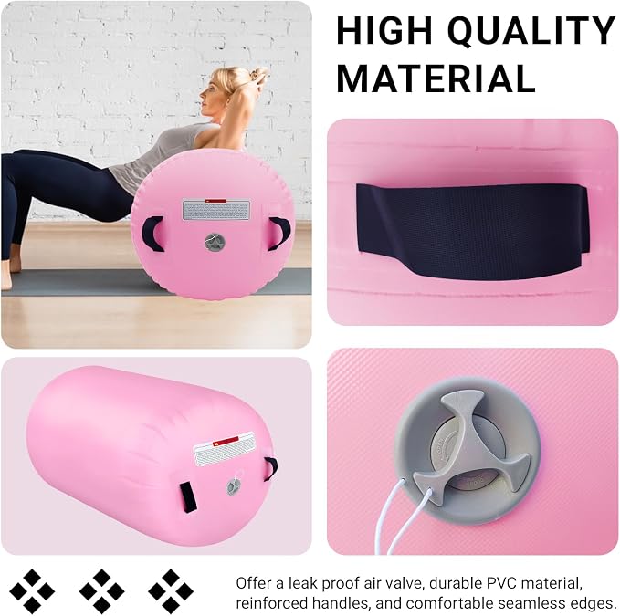 CZGBRO Gymnastics Barrel Air Roller with Pump, Inflatable Tumbling Equipment Air Mat Octagon Mat for Backhandspring Training Cheerleading Home Use