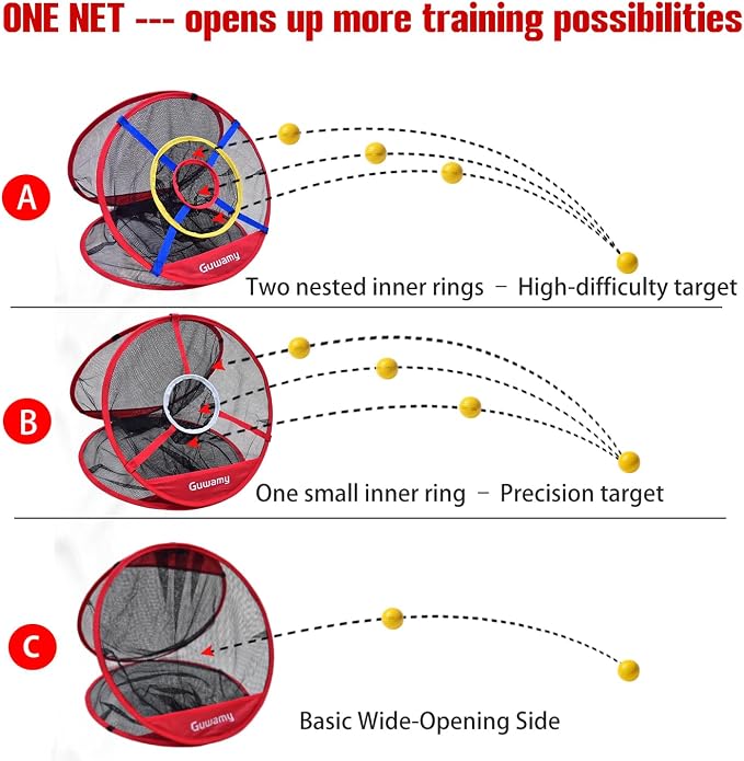 Pop Up 3-in-1 Golf Chipping Net – Circular Design for Relaxed Training, 3 Modes for Precision & Distance, Ideal Indoor/Outdoor Practice Kit, Golfer Gift