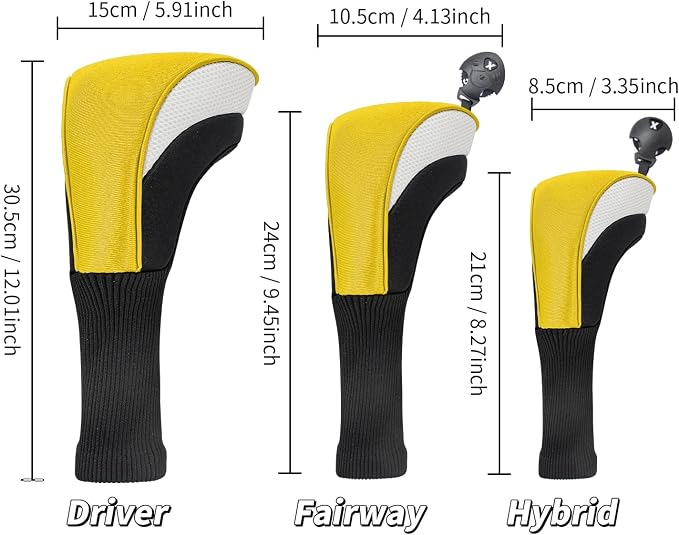 Golf Club Head Covers for Woods 3/4/5/6 Pieces Long Neck Mesh Sports Golf Club Headcovers Set with Interchangeable No. Tags 3 4 5 6 7 X Golf Accessories for Men Women