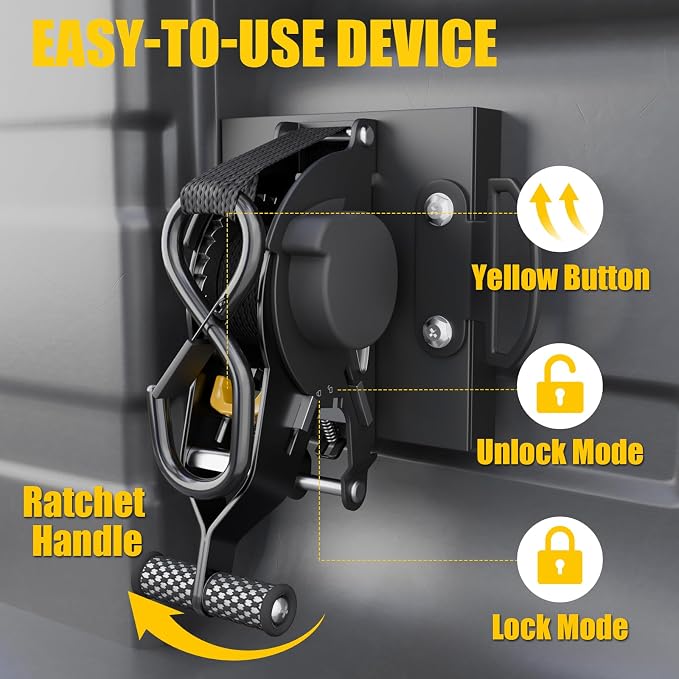 Retractable Ratchet Straps Compatible with 2022-2025 2026 Nissan Frontier Retracting Straps Auto Retract Securing Strap Tie Down System 2PCS for 2024 Frontier Accessories