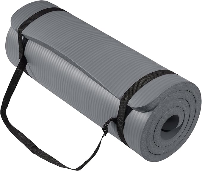 BalanceFrom Yoga Mat, 1-Inch Extra Thick High Density Exercise Mat, Anti-Tear Exercise Yoga Mat with Carrying Strap, Suitable for Various Yoga Exercises, Multiple Colors