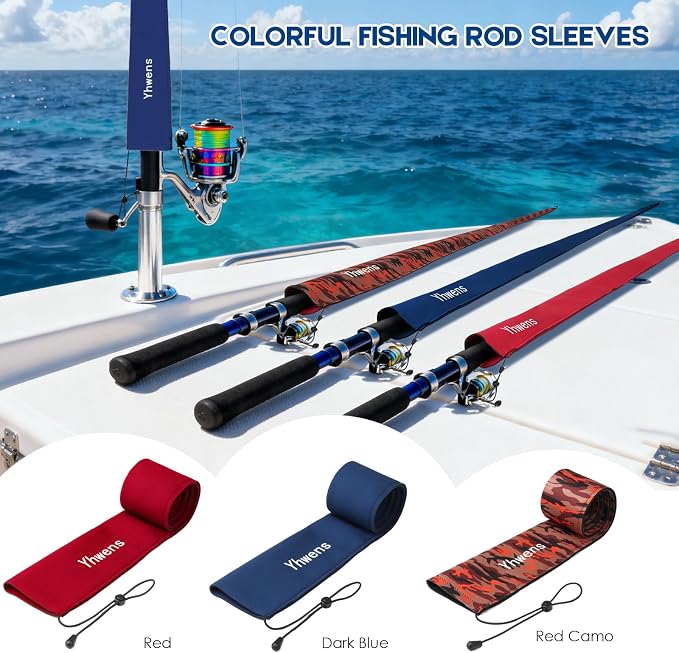 Neoprene Fishing Rod Sleeve Rod Sleeves Fishing Pole Sleeve Rod Socks for Fishing Poles Rod Cover Rod Protector Durable for Casting Spinning Trolling Sea Fishing Rod Storage