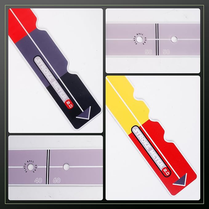 2PCS Golf Putting Aid Stroke Meter 2.0, Professional Putting Training Aid for Stroke Length, Speed & Distance Control, Alignment Putting Sword Start Line Trainer for Indoor & Outdoor Practice