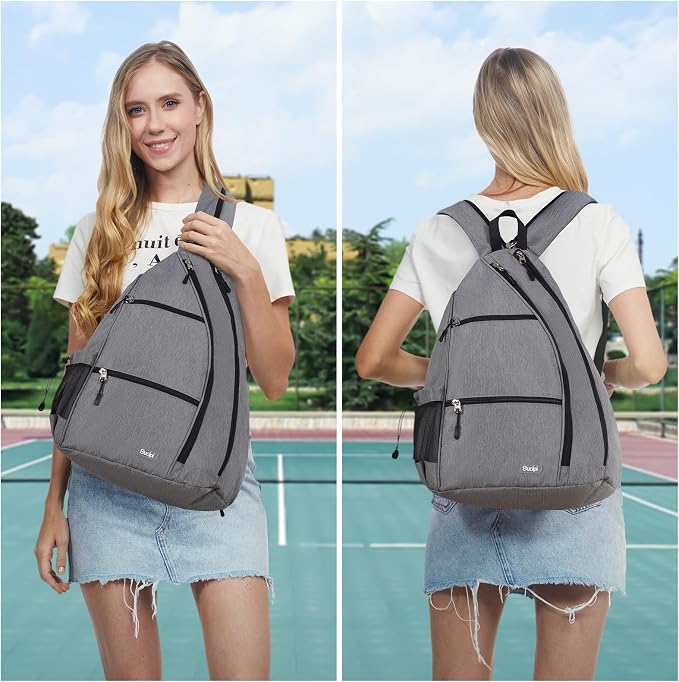 Sucipi Pickleball Bag - Men's & Women's Pickleball Backpack, Adjustable Sling Bag w/Fence Hook/Large Capacity/Safety Pocket