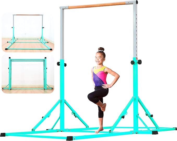 Marfula Gymnastic Bar For Kid and Teenage of 3-25, 5Ft/8 FT Base Length 4Ft Width 5Ft Adjust Height, Gymnastic Kip Bar For Gymnast, Gymnastic Training Equipment For Professional Training Home Club Use