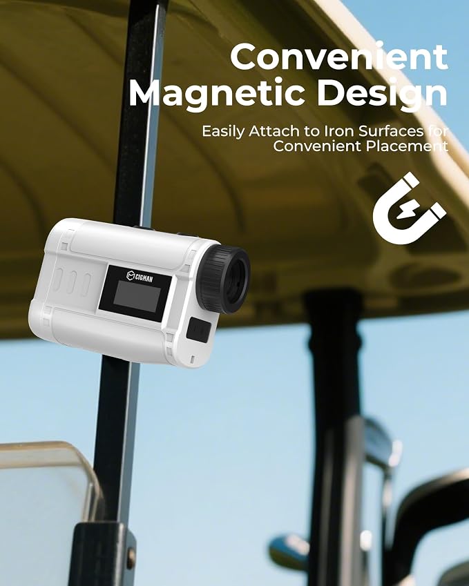 Golf Rangefinder with Slope, CIGMAN 1312 Yards Range Finder Golf, External Color Display, Flag Lock Vibration, 6X Magnification, Rechargeable Laser Range Finder with Magnetic, Ideal